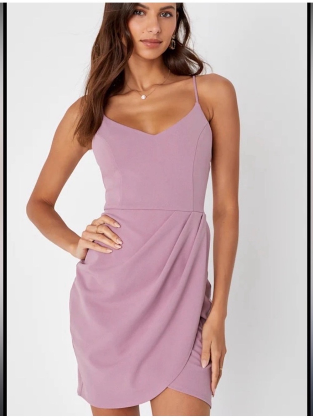 Lulu's Dusty Rose Spaghetti Strap Tulip-Hem Mini Dress